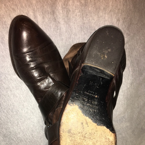 Joan & David belted strap scrunch leather boots (used) - Picture 5 of 10